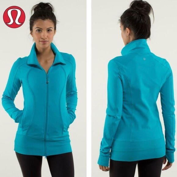 Lululemon Blue Nice Asana Brushed Surge Jacket Sweatshirt Size 4 - Picture 2 of 15